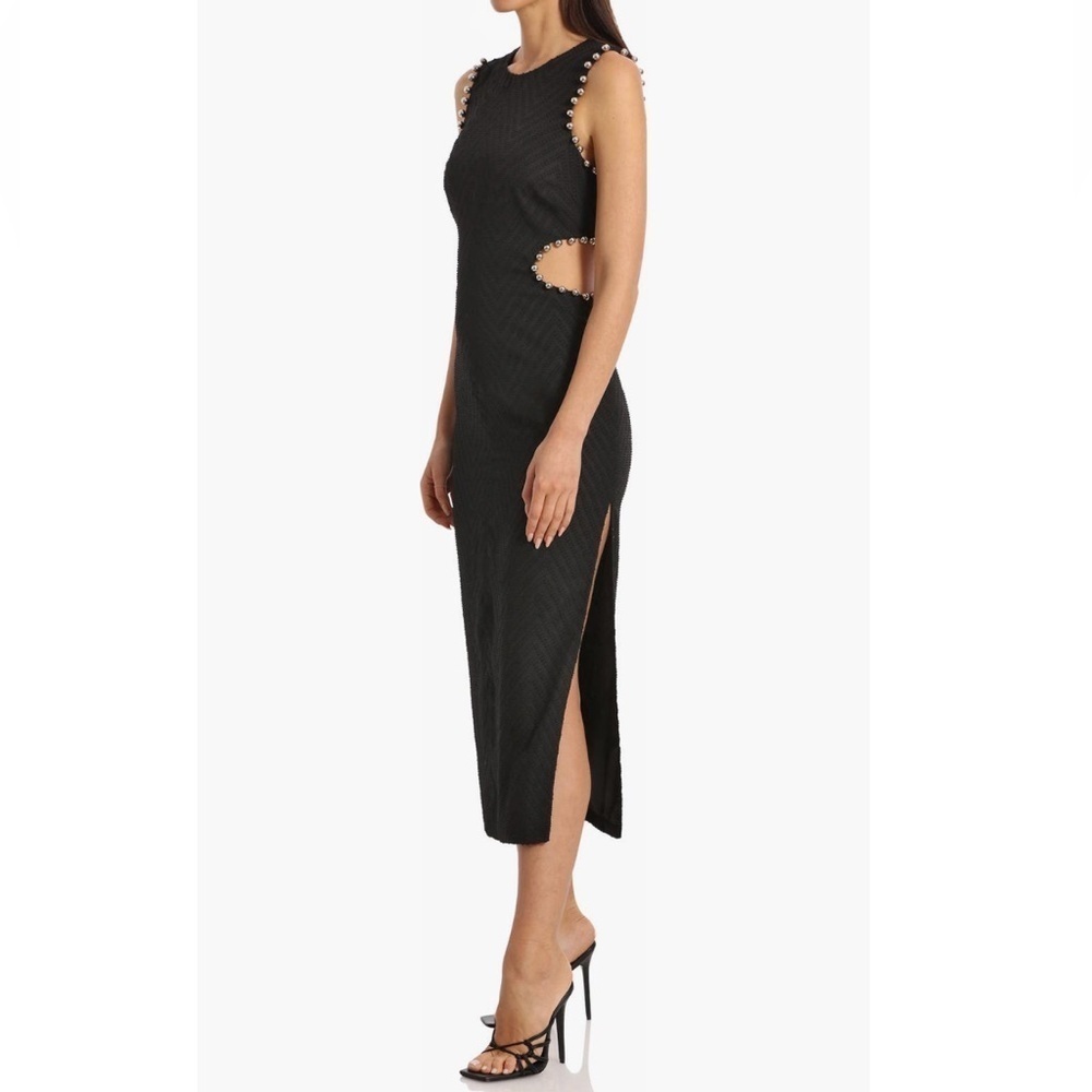 NWT AVEC LES FILLES Black Knit Cutout Studded Sheath Dress 6